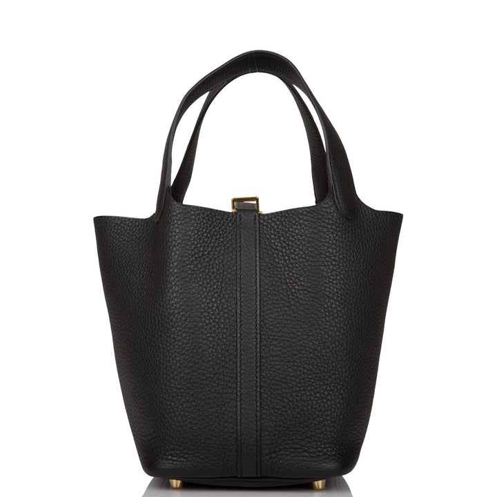 Top quality Hermes Black Clemence Picotin Lock 18cm Gold Hardware