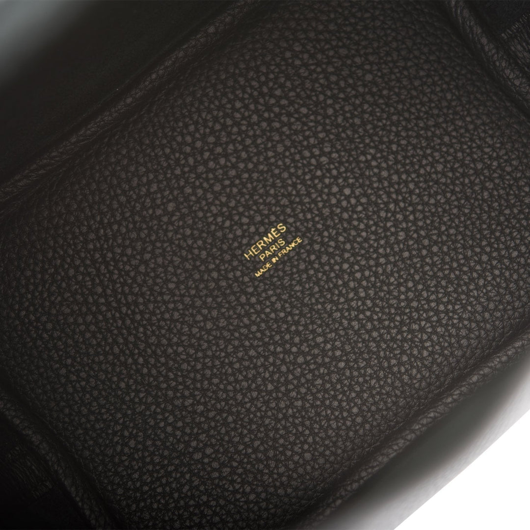 Top quality Hermes Black Clemence Picotin Lock 18cm Gold Hardware