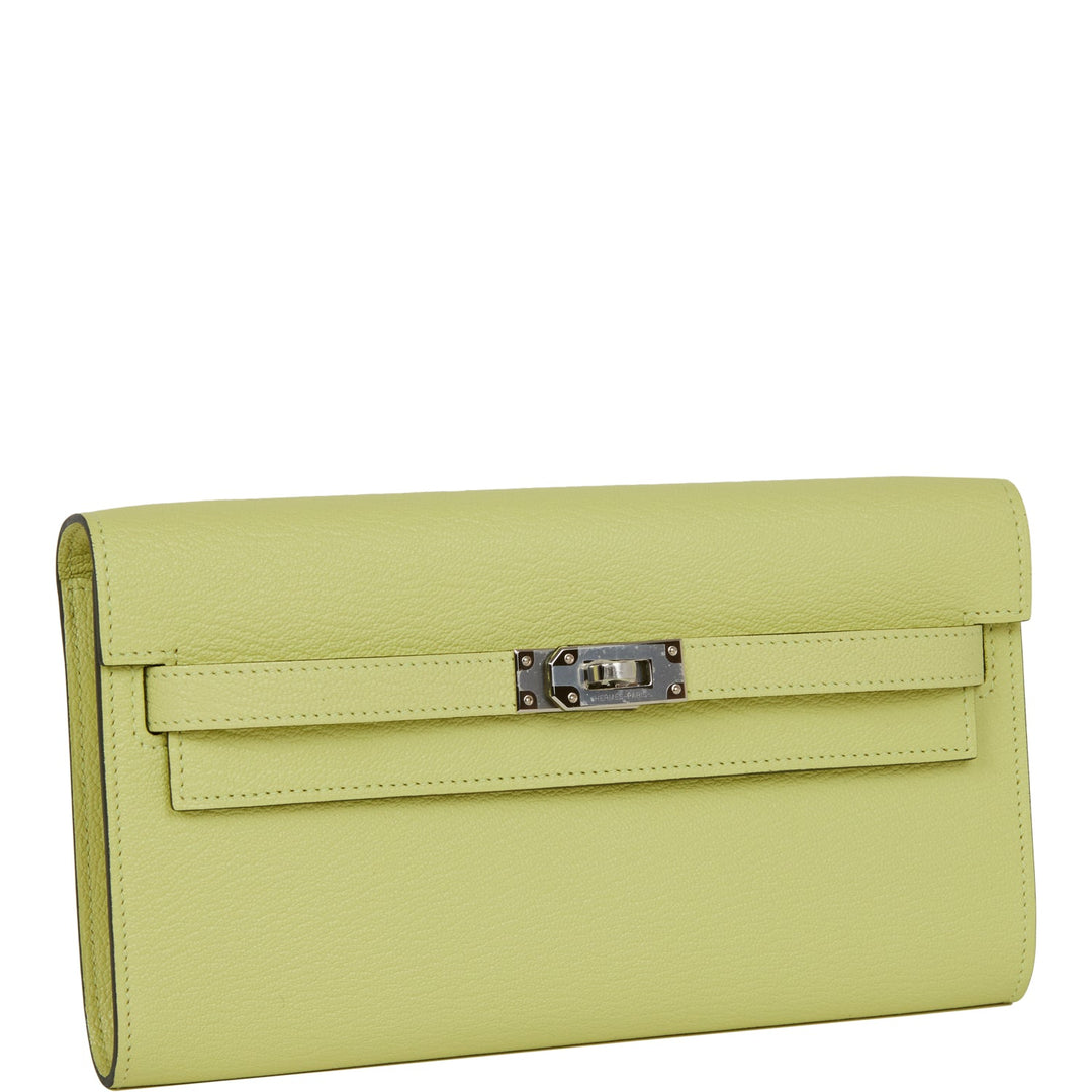 Top quality Hermes Kelly Wallet To Go Jaune Bourgeon Chevre Palladium Hardware