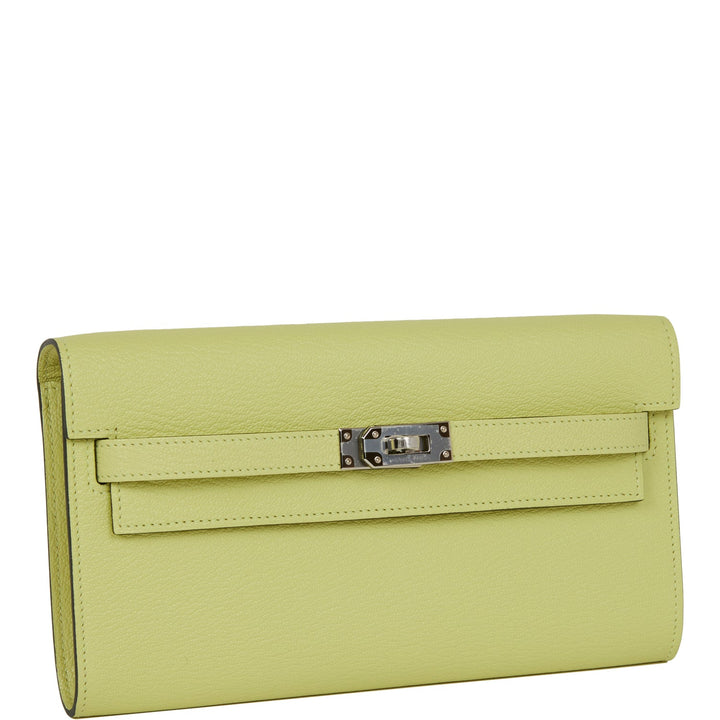 Top quality Hermes Kelly Wallet To Go Jaune Bourgeon Chevre Palladium Hardware
