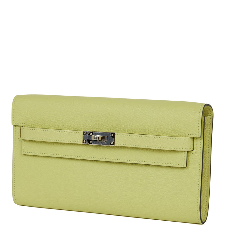 Top quality Hermes Kelly Wallet To Go Jaune Bourgeon Chevre Palladium Hardware
