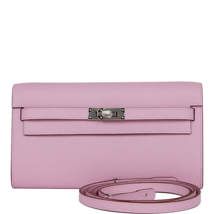 Top quality Hermes Kelly Wallet To Go Mauve Sylvestre Epsom Palladium Hardware