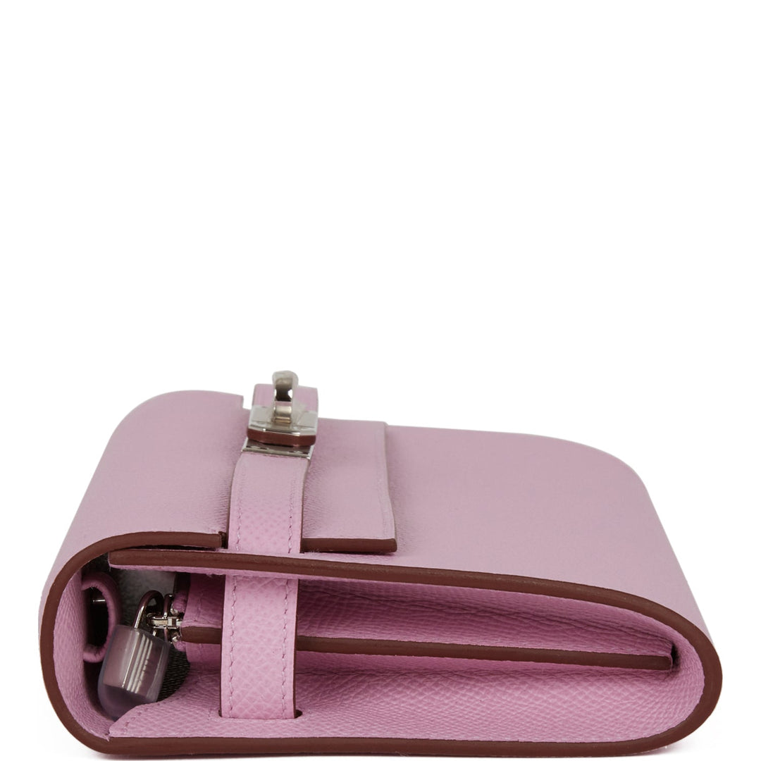 Top quality Hermes Kelly Wallet To Go Mauve Sylvestre Epsom Palladium Hardware