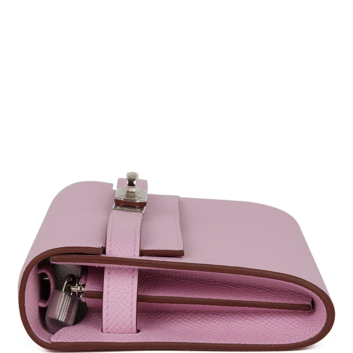 Top quality Hermes Kelly Wallet To Go Mauve Sylvestre Epsom Palladium Hardware