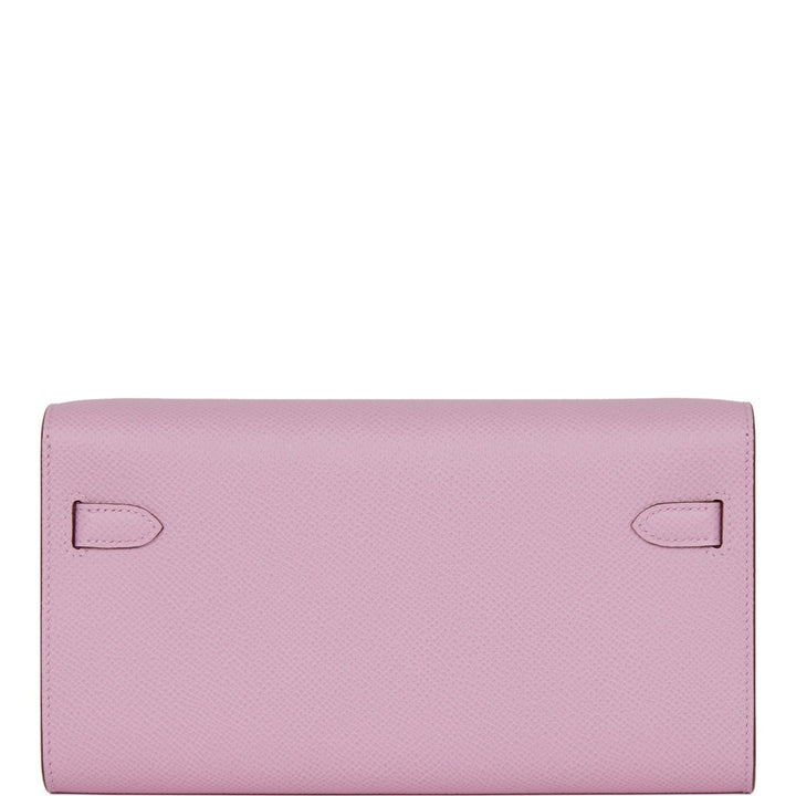 Top quality Hermes Kelly Wallet To Go Mauve Sylvestre Epsom Palladium Hardware