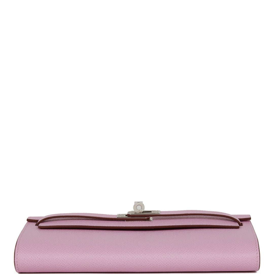 Top quality Hermes Kelly Wallet To Go Mauve Sylvestre Epsom Palladium Hardware