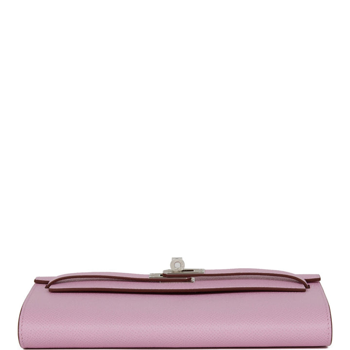 Top quality Hermes Kelly Wallet To Go Mauve Sylvestre Epsom Palladium Hardware