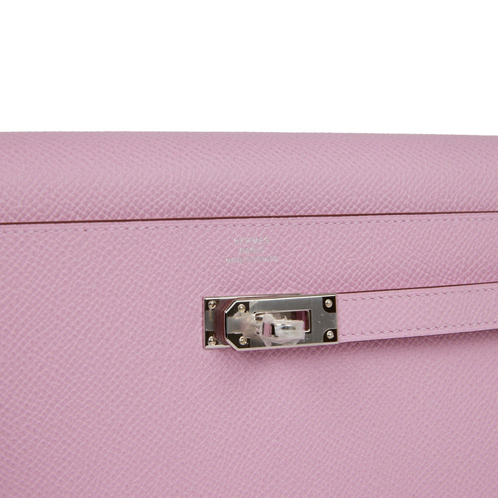 Top quality Hermes Kelly Wallet To Go Mauve Sylvestre Epsom Palladium Hardware