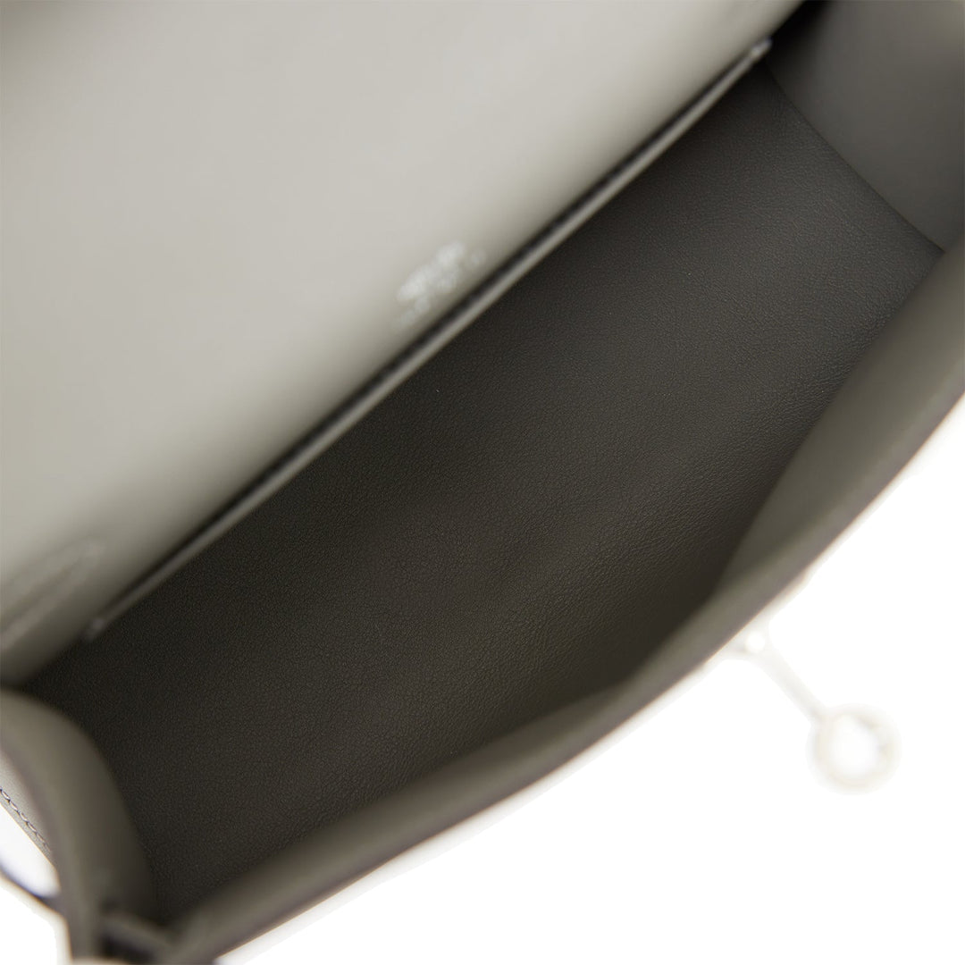 Top quality Hermes Kelly Pochette Gris Meyer Swift Palladium Hardware