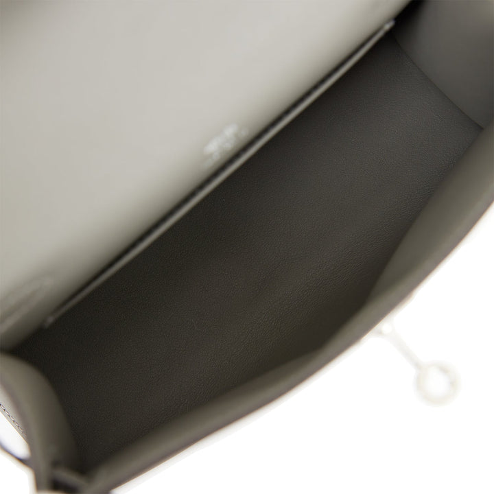 Top quality Hermes Kelly Pochette Gris Meyer Swift Palladium Hardware
