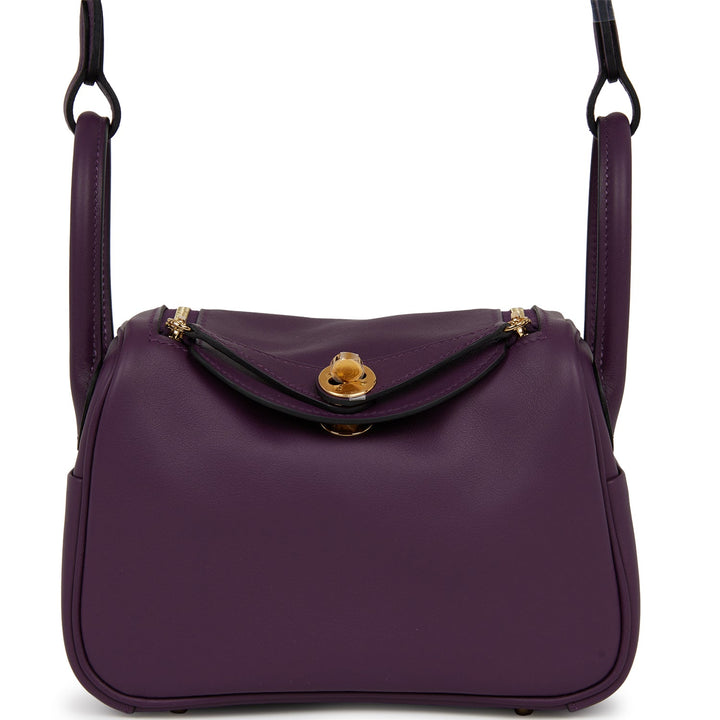 Top quality Hermes Mini Lindy Cassis Swift Gold Hardware