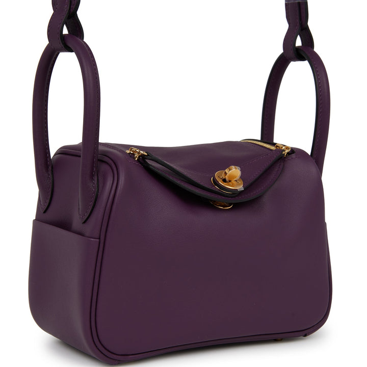 Top quality Hermes Mini Lindy Cassis Swift Gold Hardware