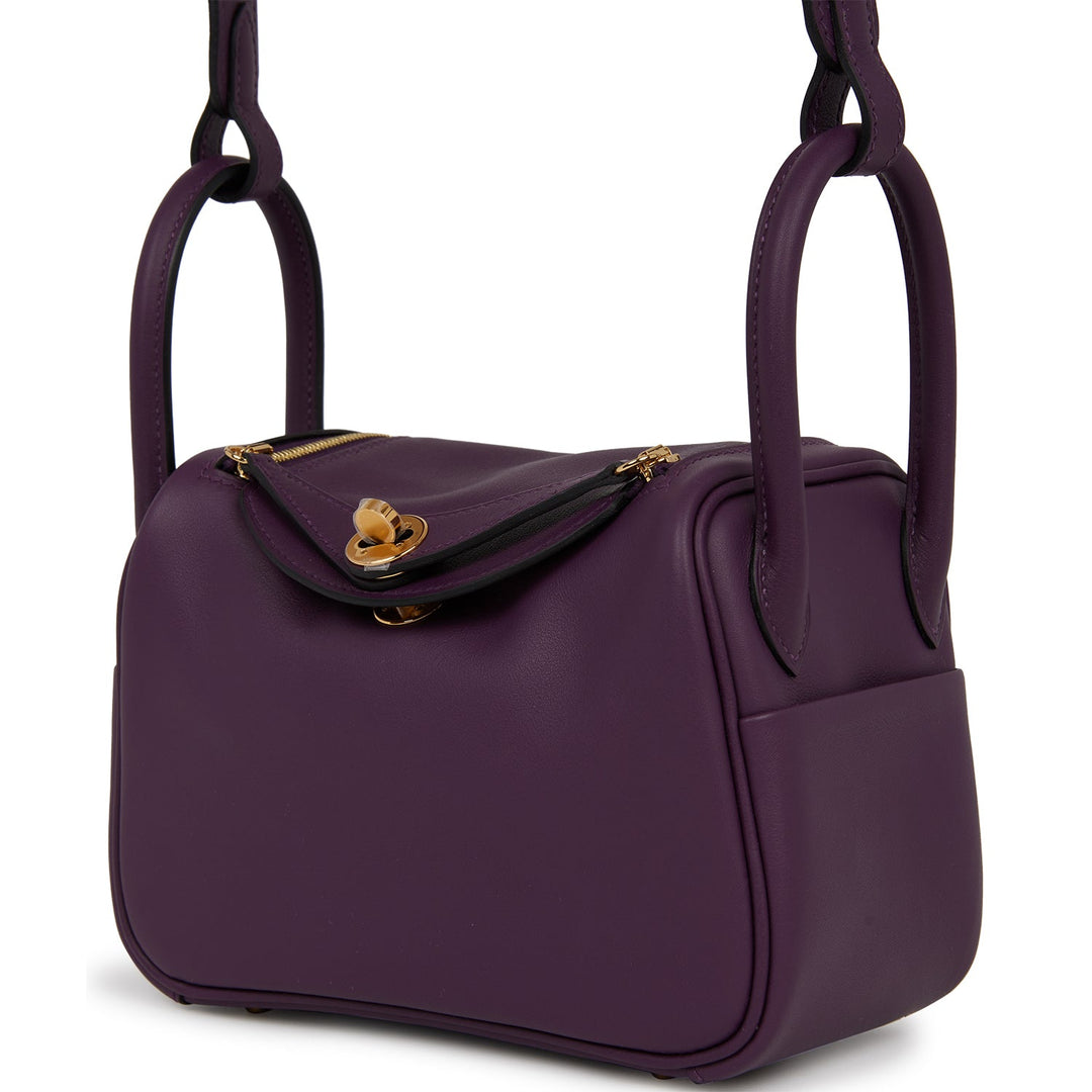 Top quality Hermes Mini Lindy Cassis Swift Gold Hardware