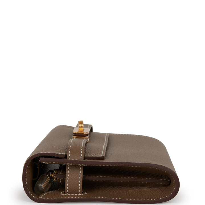 Top quality Hermes Kelly Wallet To Go Etoupe Epsom Gold Hardware