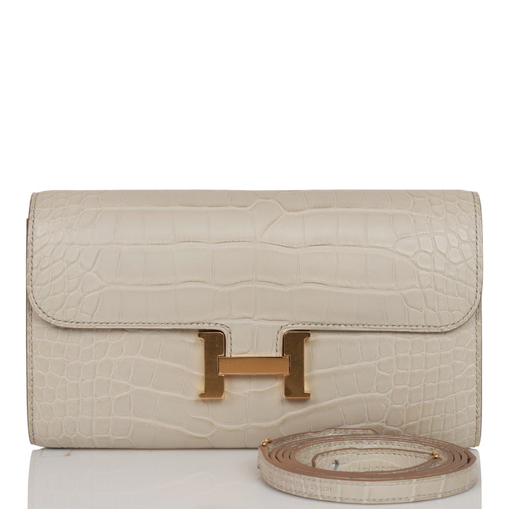 Top quality Hermes Constance Wallet To Go Beton Matte Alligator Gold Hardware