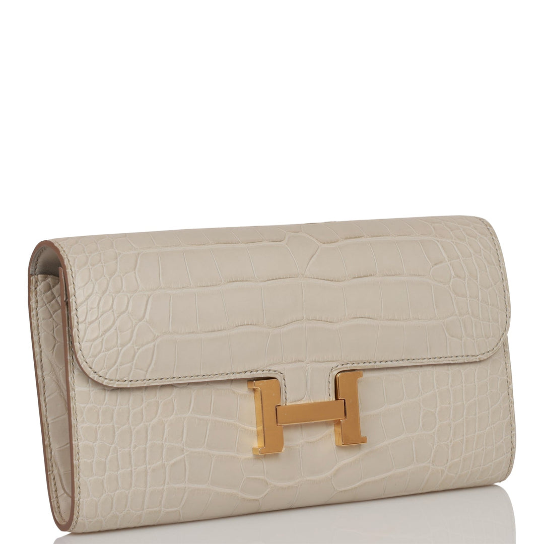 Top quality Hermes Constance Wallet To Go Beton Matte Alligator Gold Hardware