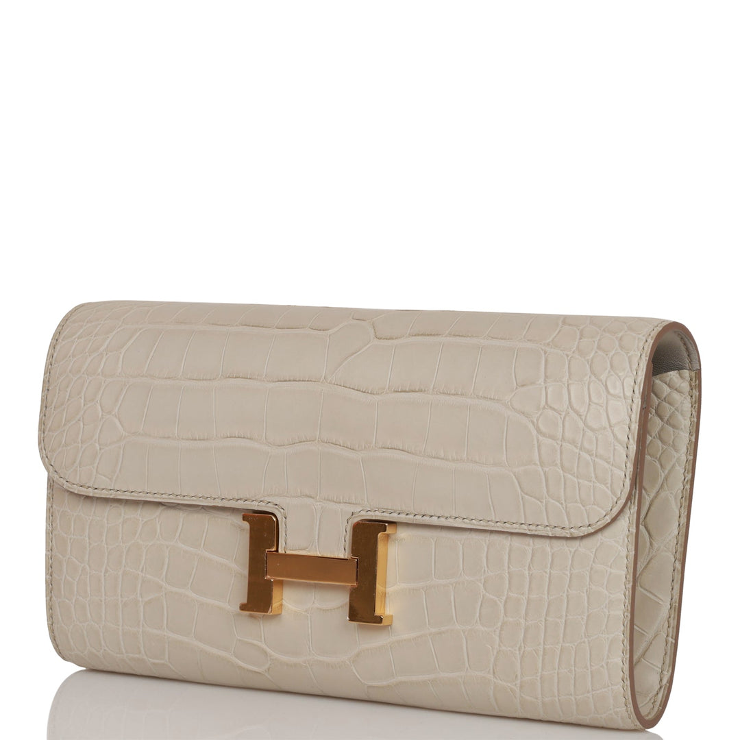 Top quality Hermes Constance Wallet To Go Beton Matte Alligator Gold Hardware