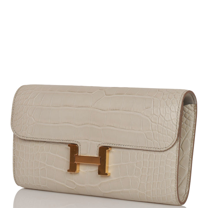 Top quality Hermes Constance Wallet To Go Beton Matte Alligator Gold Hardware