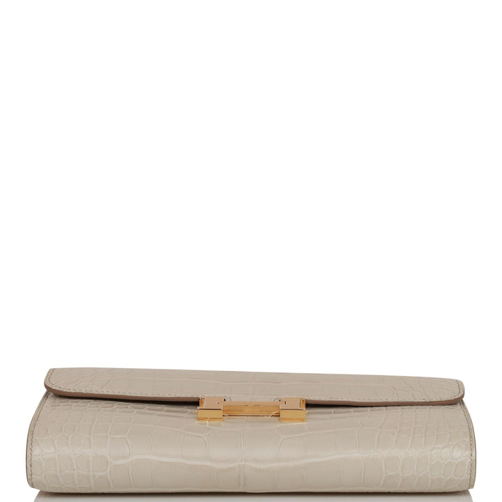 Top quality Hermes Constance Wallet To Go Beton Matte Alligator Gold Hardware