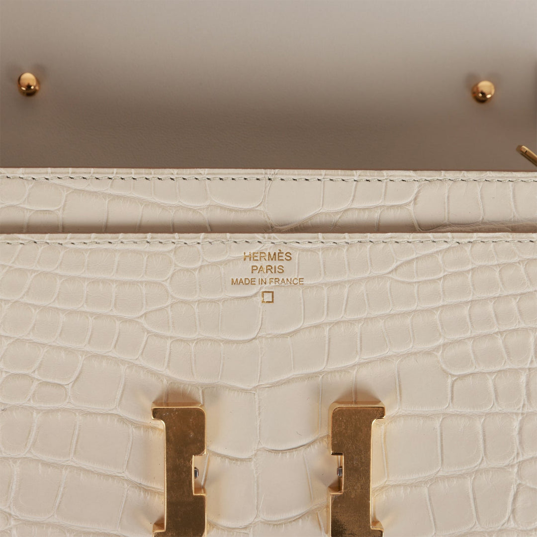 Top quality Hermes Constance Wallet To Go Beton Matte Alligator Gold Hardware