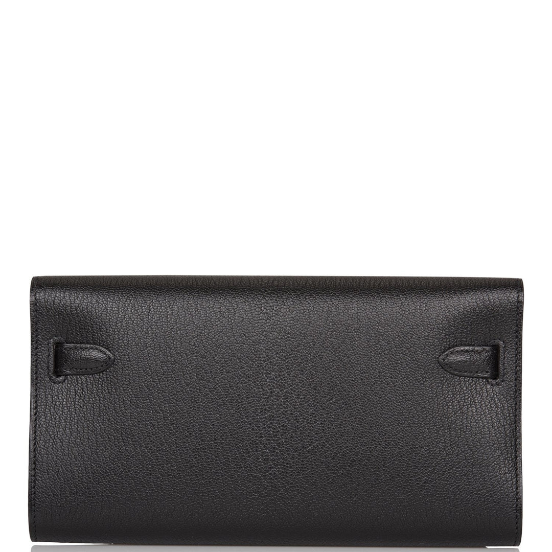 Top quality Hermes Kelly Wallet To Go Black Chevre Palladium Hardware
