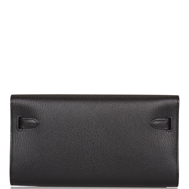 Top quality Hermes Kelly Wallet To Go Black Chevre Palladium Hardware