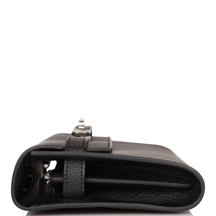 Top quality Hermes Kelly Wallet To Go Black Chevre Palladium Hardware