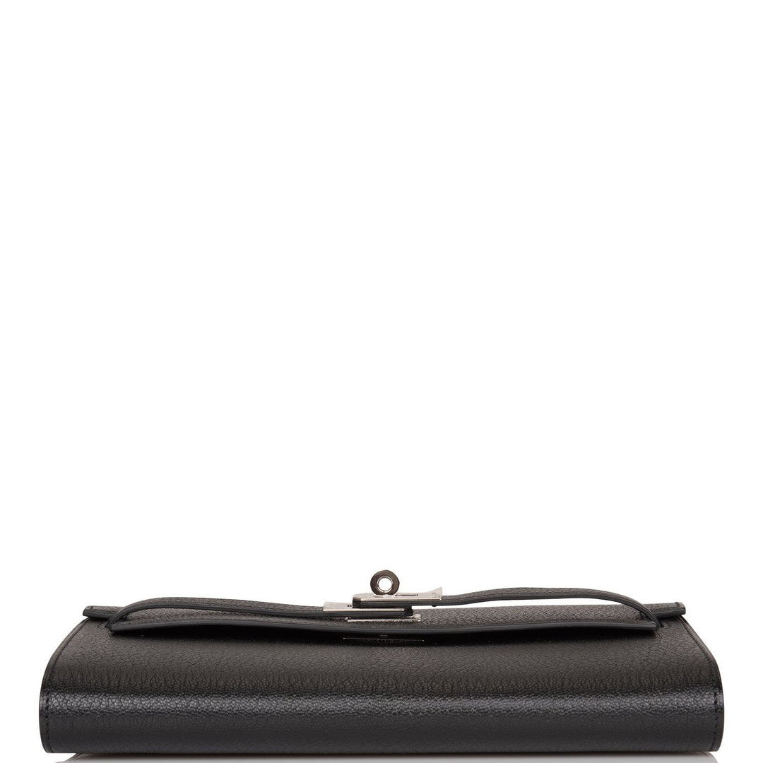 Top quality Hermes Kelly Wallet To Go Black Chevre Palladium Hardware