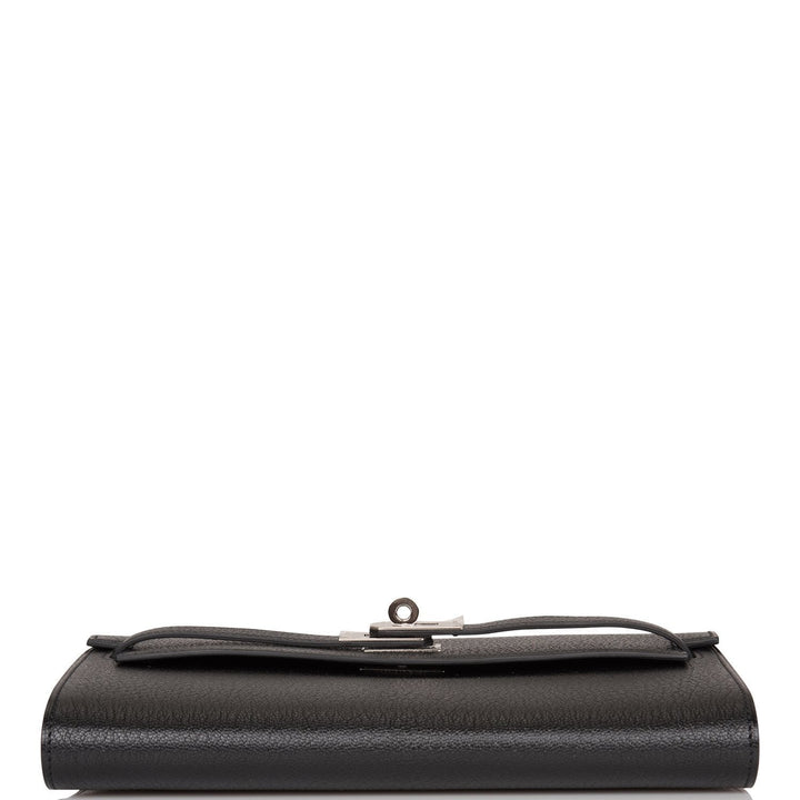 Top quality Hermes Kelly Wallet To Go Black Chevre Palladium Hardware