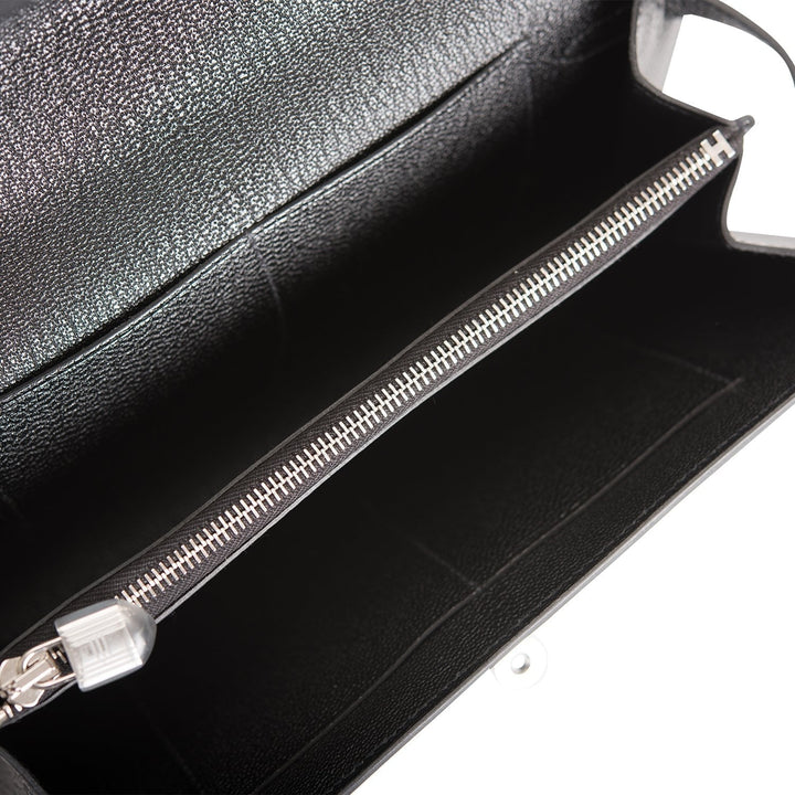 Top quality Hermes Kelly Wallet To Go Black Chevre Palladium Hardware