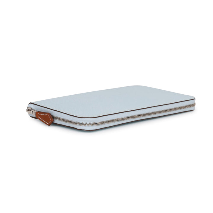 Top quality Hermes Silk'In Wallet Bleu Brume Epsom Palladium Hardware