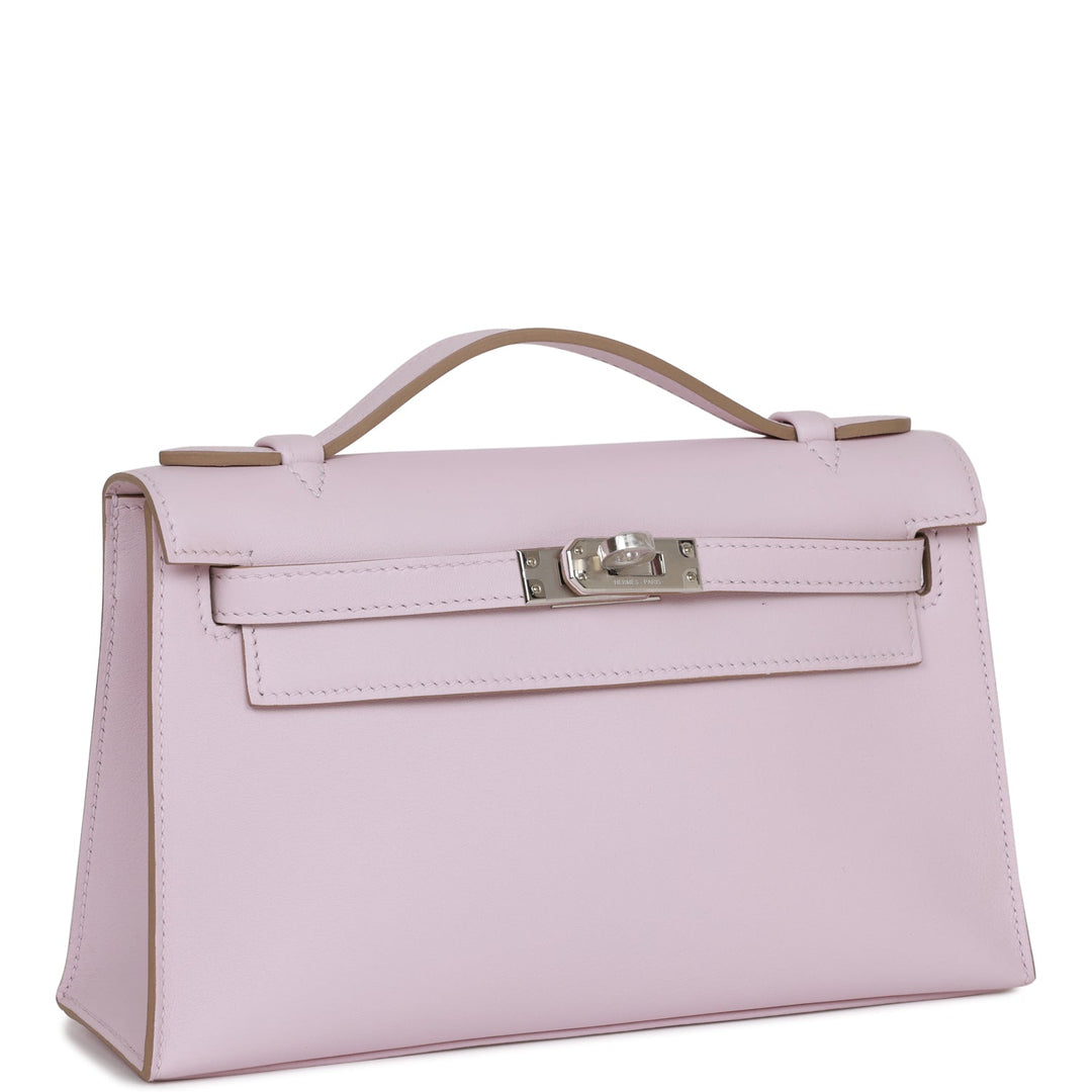 Top quality Hermes Kelly Pochette Mauve Pale Swift Palladium Hardware