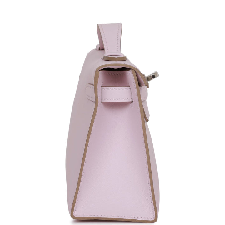 Top quality Hermes Kelly Pochette Mauve Pale Swift Palladium Hardware
