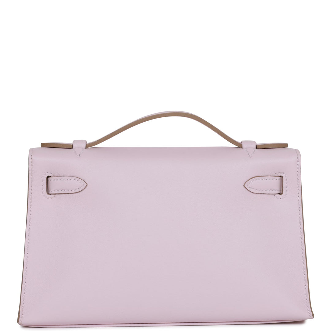 Top quality Hermes Kelly Pochette Mauve Pale Swift Palladium Hardware