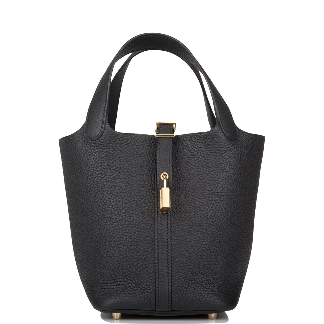 Top quality Hermes Black Clemence Picotin Lock 18cm Gold Hardware