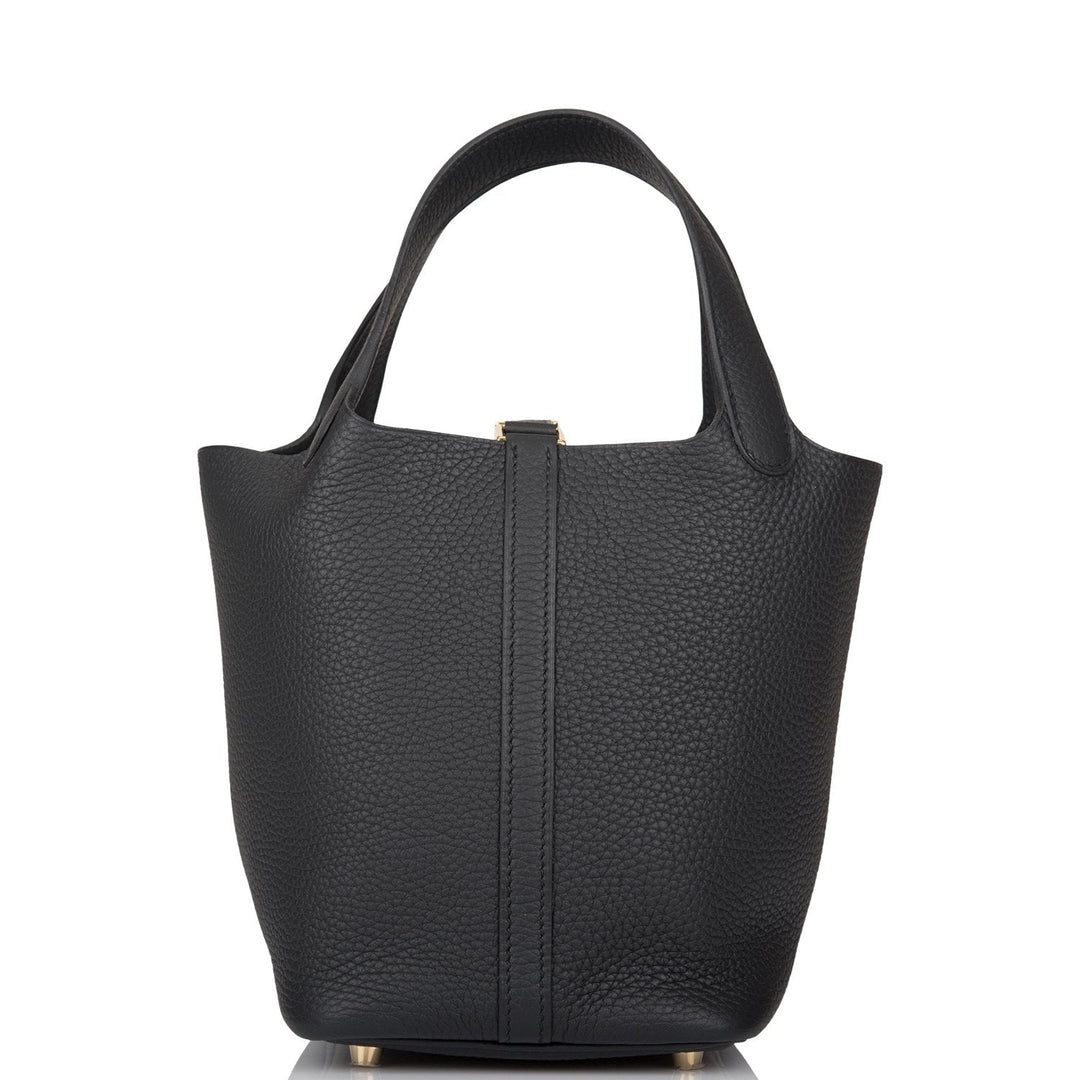 Top quality Hermes Black Clemence Picotin Lock 18cm Gold Hardware