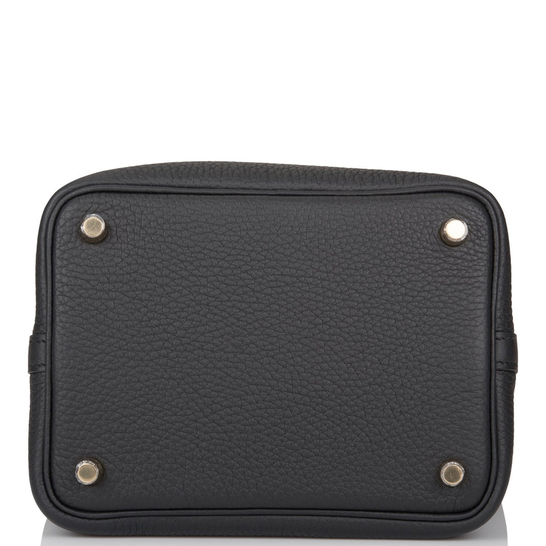 Top quality Hermes Black Clemence Picotin Lock 18cm Gold Hardware