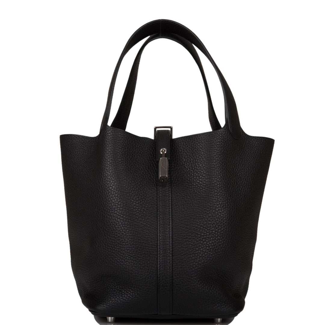 Top quality Hermes Black Clemence Picotin Lock 22cm Palladium Hardware