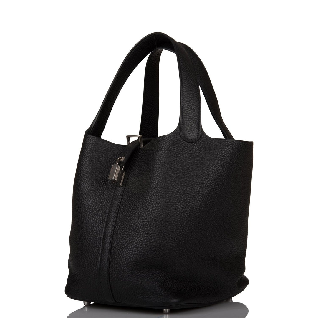 Top quality Hermes Black Clemence Picotin Lock 22cm Palladium Hardware