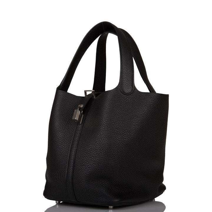 Top quality Hermes Black Clemence Picotin Lock 22cm Palladium Hardware