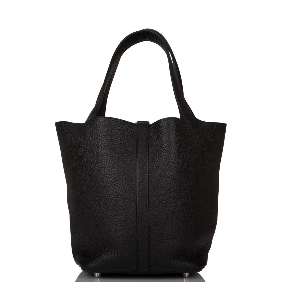 Top quality Hermes Black Clemence Picotin Lock 22cm Palladium Hardware