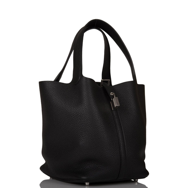 Top quality Hermes Black Clemence Picotin Lock 22cm Palladium Hardware