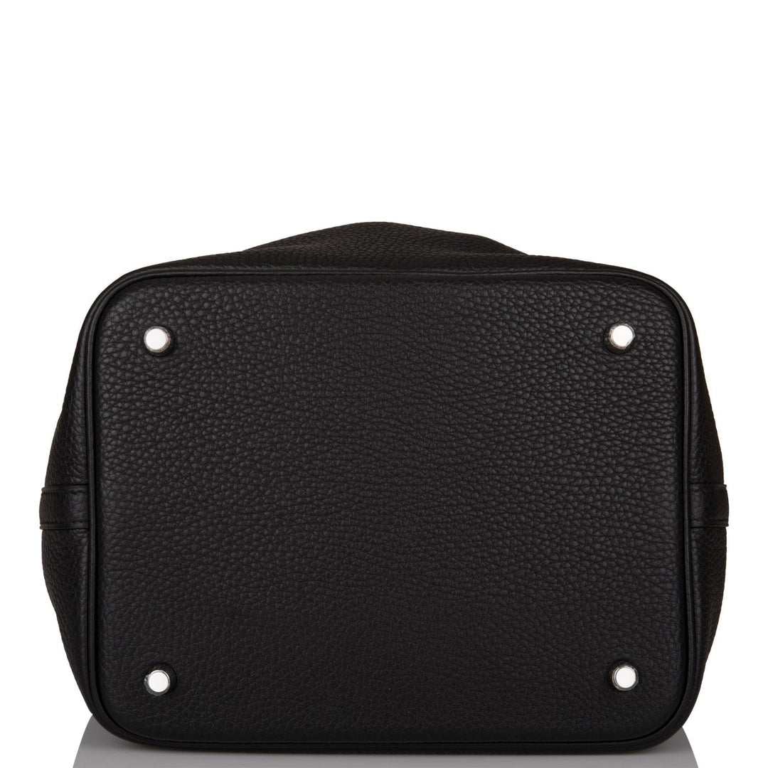 Top quality Hermes Black Clemence Picotin Lock 22cm Palladium Hardware