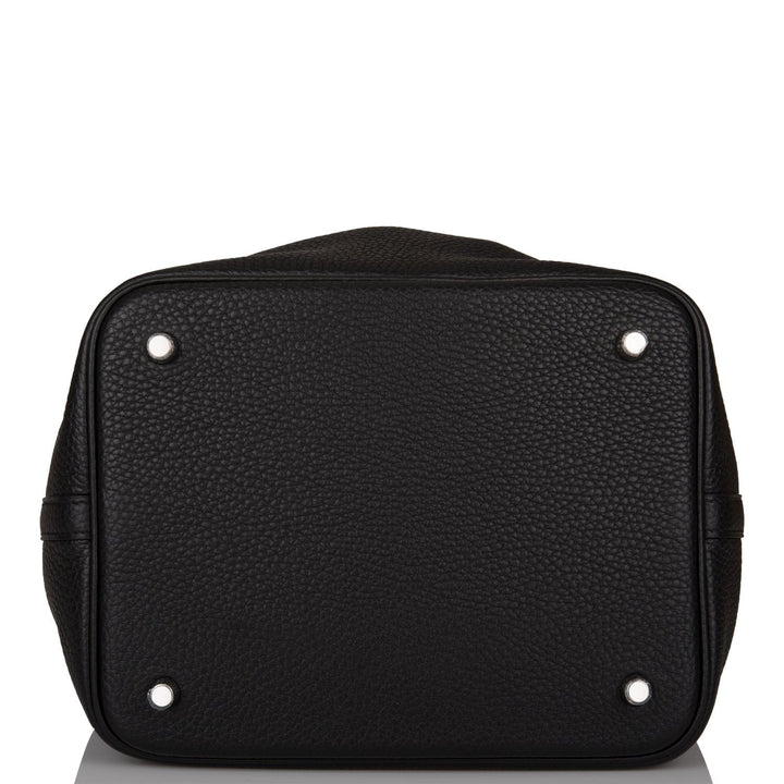 Top quality Hermes Black Clemence Picotin Lock 22cm Palladium Hardware