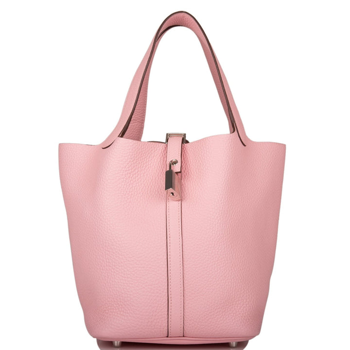 Top quality Hermes Rose Sakura Clemence Picotin Lock 22cm Palladium Hardware