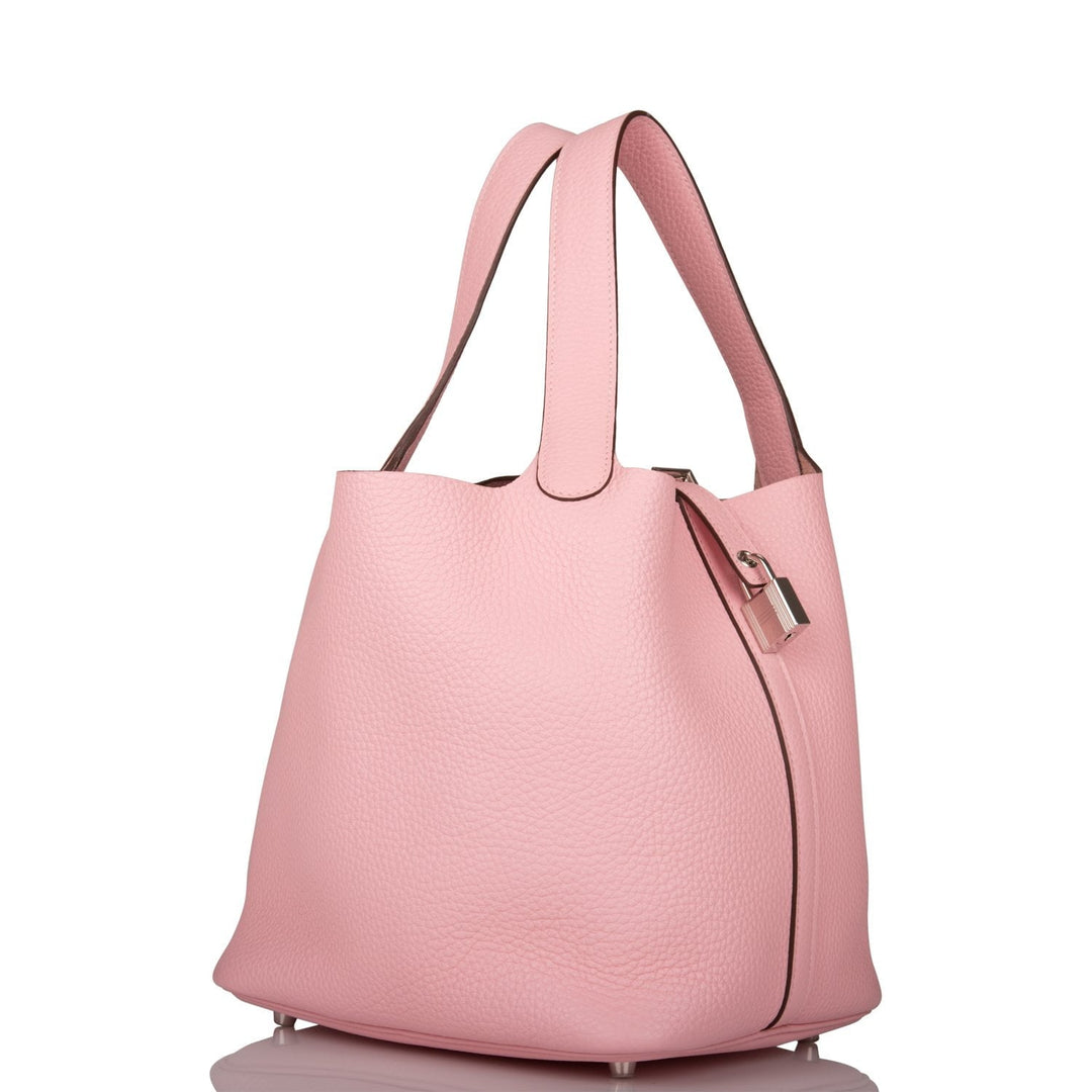 Top quality Hermes Rose Sakura Clemence Picotin Lock 22cm Palladium Hardware