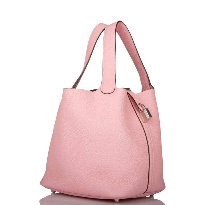 Top quality Hermes Rose Sakura Clemence Picotin Lock 22cm Palladium Hardware