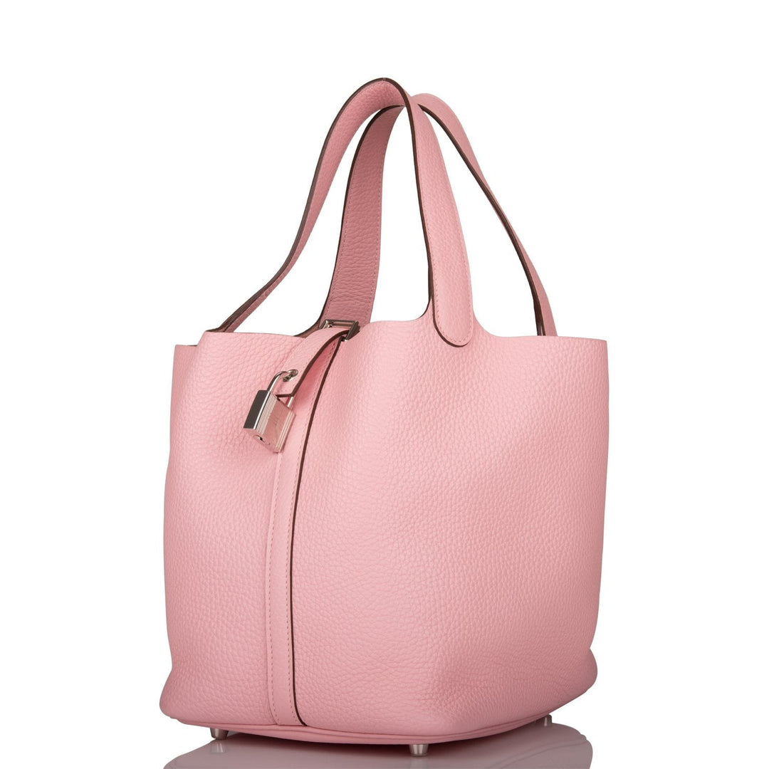 Top quality Hermes Rose Sakura Clemence Picotin Lock 22cm Palladium Hardware
