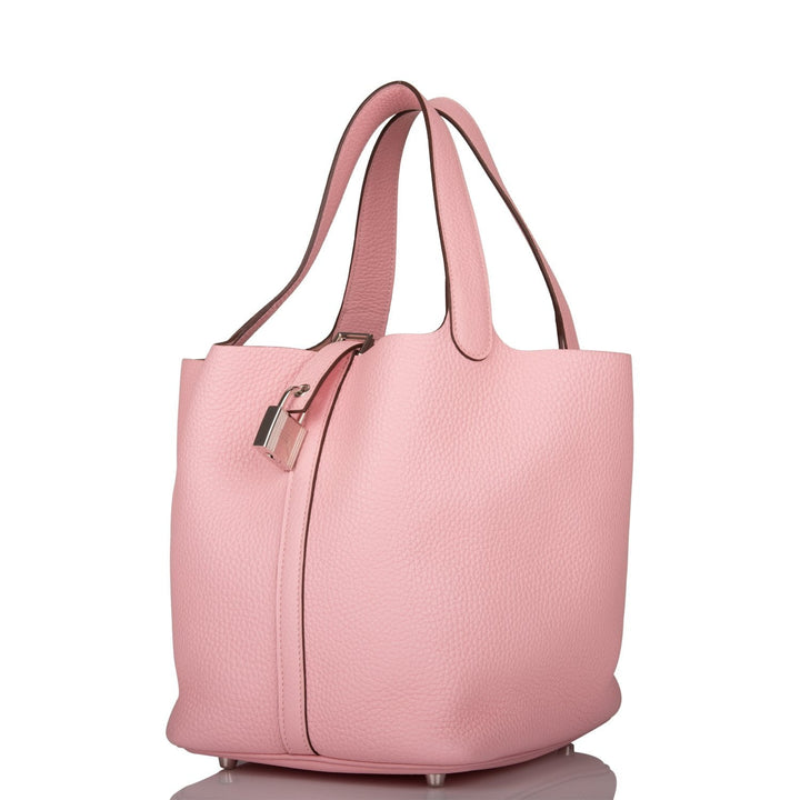 Top quality Hermes Rose Sakura Clemence Picotin Lock 22cm Palladium Hardware
