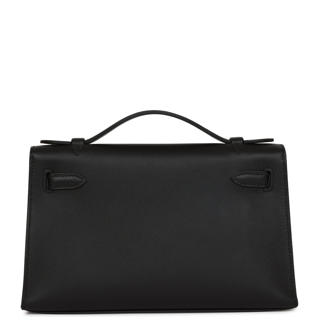 Top quality Hermes Kelly Pochette Black Swift Gold Hardware
